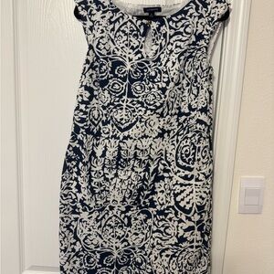 Navy and White Patterned Dress